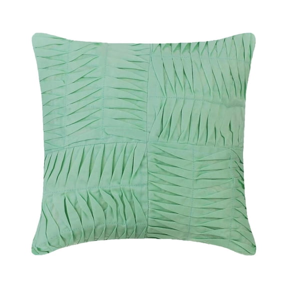 Custom Cushion Cover, Decorative Pillow Covers 20x20 inch (50x50 cm) Green, Cotton Throw Pillow Covers, Handmade Pillow Covers, Solid Color Throw Pillow Covers - Green Pintuck Blocks