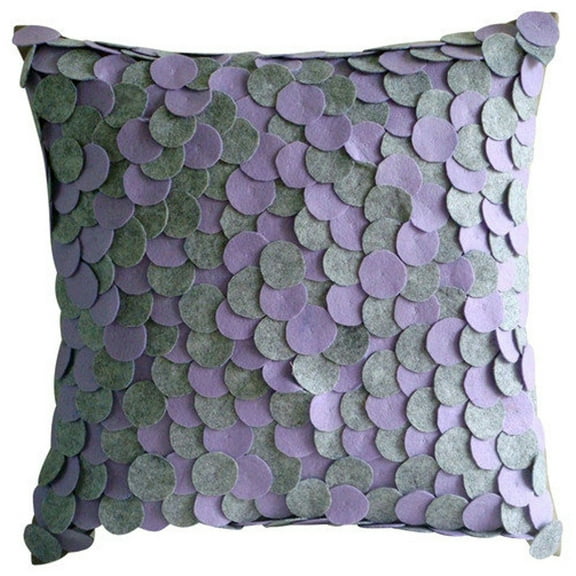 Custom Cushion Cover, Grey Decorative Cushion Cover For Sofa 16x16 inch (40x40 cm), Felt Throw Pillow Covers, Circles & Dots, Applique, Modern Pillow Covers With Zipper - Winter Magic