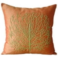thumbnail image 1 of Custom Cushion Cover, Orange Pillow Cases, Beaded Green Tree Pillows Cover, 18x18 inch (45x45 cm) Throw Pillows Cover, Square Silk Pillowcase, Floral Contemporary Pillow - Money Tree, 1 of 4