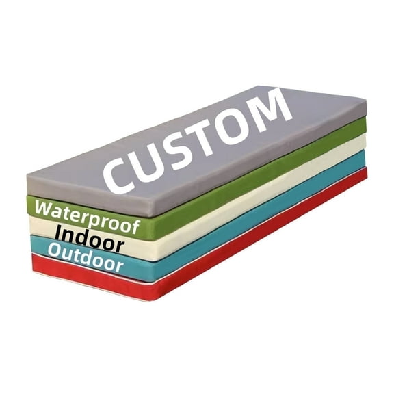 Custom Cushions Indoor/Outdoor Replacement Bench Seat Cushion, Cut to Size Foam Mattress Pad, Non-Slip Patio Furniture Chair Cushion, Bay Window Pillow