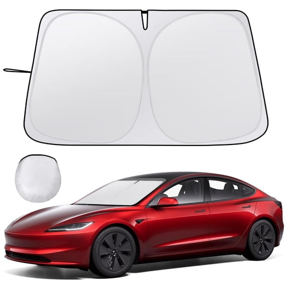 Rulwuck Windshield Sun Shade for Passenger Car, Tesla Model 3/Y (2017-2026), Blocks Sunlight & Reflects Heat, Keeps Your Car Cooler & Protected