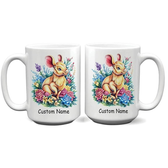 Custom Cute Aardvark Coffee Mug – Personalized Gift for Aardvark Lovers, Parents, Siblings, Kids, Girlfriend, Boyfriend, Animal Fans – Ceramic Coffee Mug 11oz