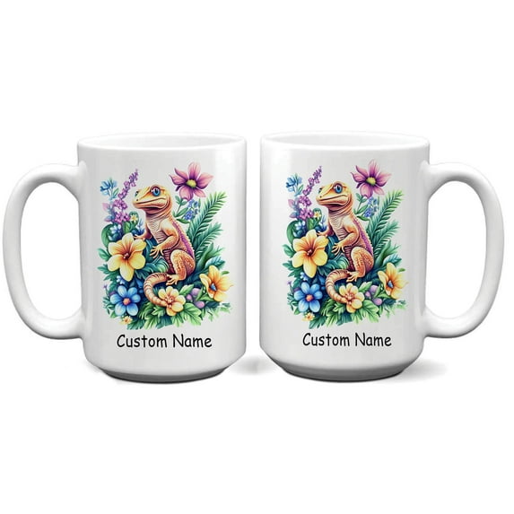 Custom Cute Gecko Coffee Mug – Personalized Gift for Gecko Lovers, Parents, Siblings, Kids, Girlfriend, Boyfriend – Thoughtful Animal Lover Cup – Ceramic Mug 11oz