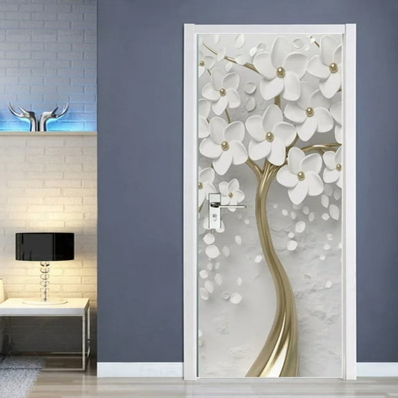 Custom D Door Sticker Fridge Refrigerator Stickers Self Adhesive Waterproof Pearl Line Butterfly Hom