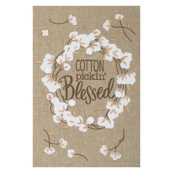 Custom Dcor Burlap Cotton Pickin' Blessed Flag