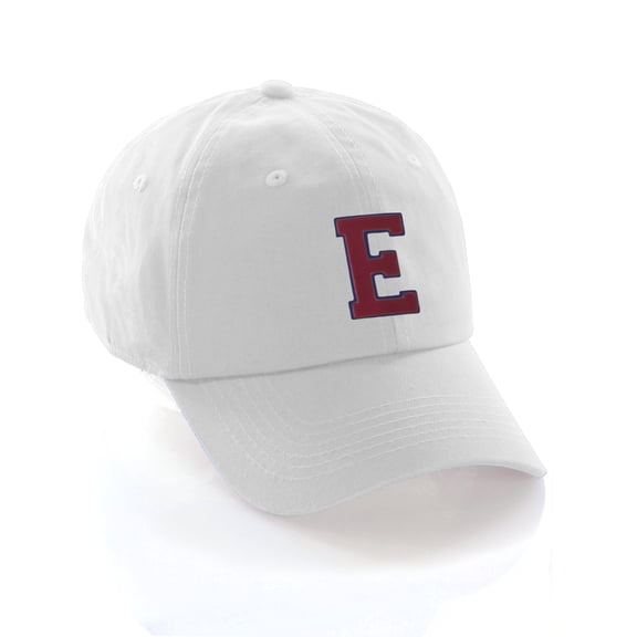 Custom Dad Hat A to Z Initial Letters Classic Baseball Cap, White Hat with Blue Red Letter E