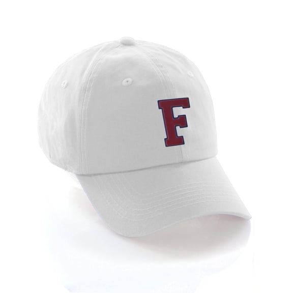 Custom Dad Hat A to Z Initial Letters Classic Baseball Cap, White Hat with Blue Red Letter F