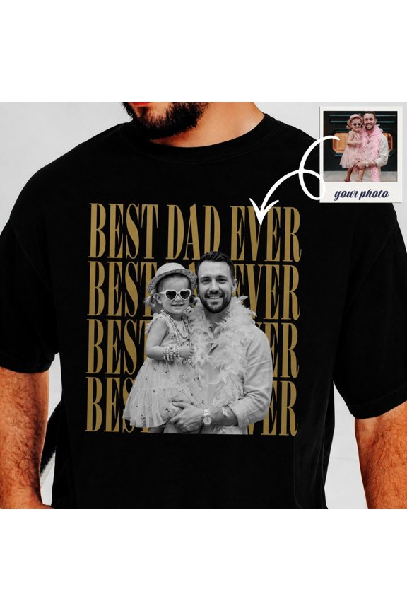 Custom Dad Vintage Photo Shirt, daddy With Kids Photo, Graphic T-Shirt