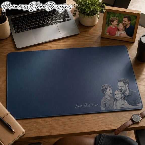 Custom Daddy Office Mouse Pad, Personalized Leather Workspace Desk Mat