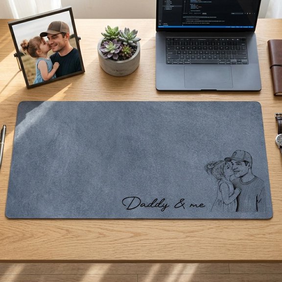 Custom Daddy Photo Desk Pad, Personalized Father's Day Mouse Mat Decor