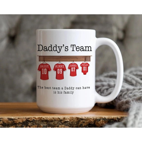 Custom Daddy'S Team Mug, Personalized Football Dad, Bekilab, 11oz-15oz Mug