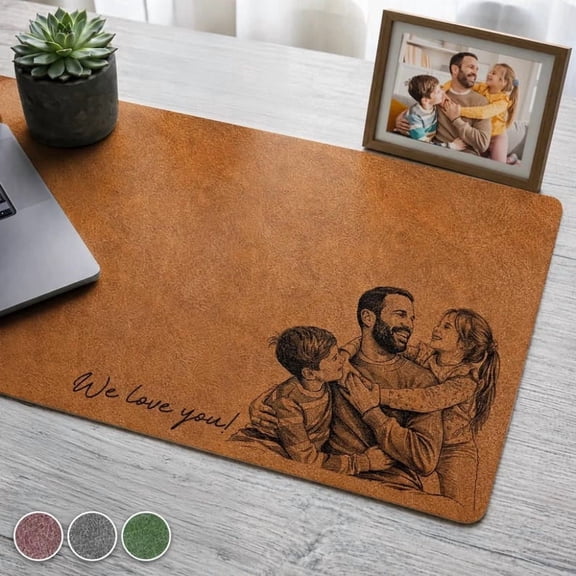 Custom Daddy We Love You Desk Mat, Personalized Family Photo Mouse Pad