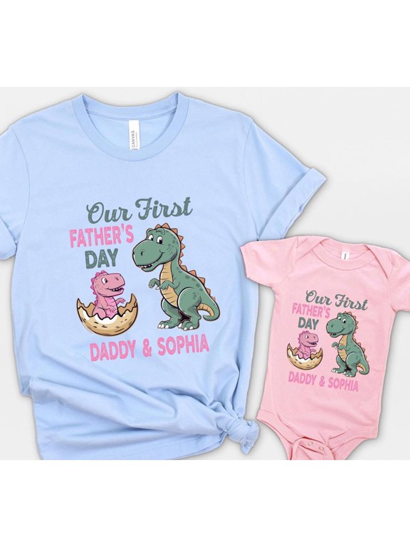 Custom Daddy amp Baby Dinosaur Shirt Personalized Fatheramp39s Day Tee