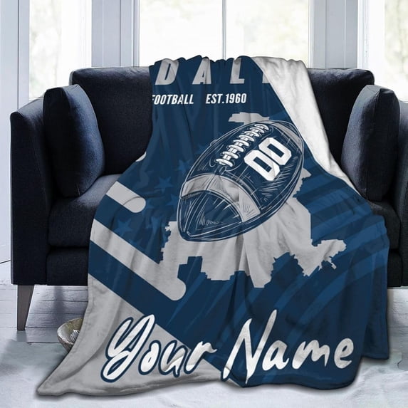 Custom Dallas Blanket Gifts for Men Women Personalized Fans Add Name and Number Throw Blankets, 30" X 40",40" X 50", 50" X 60", 60" X 80"