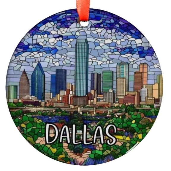 Custom Dallas Texas Ornament |Faux |Unique Souvenir |Vacation Travel Gift | Holiday Anniversary |Christmas Decor, Holiday Keepsake, Xmas Tree Hanging Decoration, Seasonal Gift Idea