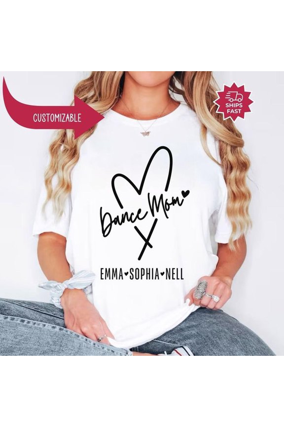 Custom Dance Mom Shirt with personalized kid name, Cute Dance Mama Shirt, Ballet Tee for Mom, Girl Ballerina Shirt, Cheer Mom Shirt Mother's