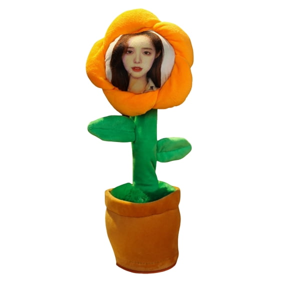 Custom Dancing Talking Sunflower Plush Toy with Face – Interactive Stuffed Flower That Mimics Records Sings 50 Songs – Funny Birthday Festival Valentine Gift – 14.2 Inches