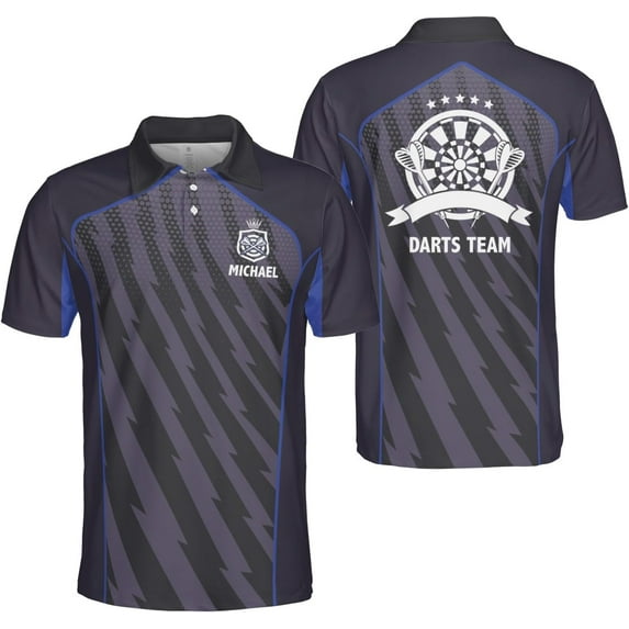 Custom Darts Polo Shirts for Men Women Personalized Team Jersey with Name Funny Game Eagle Flag Gifts 3D Dart Lover Sport (Blue, XL)