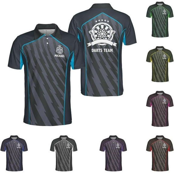Custom Darts Polo Shirts for Men Women Personalized Team Jersey with Name Funny Game Eagle Flag Gifts 3D Dart Lover Sport (DefaultTitle, XL)