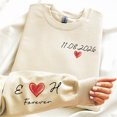 thumbnail image 1 of Custom Date Sweatshirt with Initials on Sleeve: Matching Valentine's Day Outfit, Unisex S - 3XL, 1 of 3