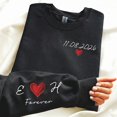 thumbnail image 1 of Custom Date Sweatshirt with Initials on Sleeve: Matching Valentine's Day Outfit, Unisex S - 3XL, 1 of 3