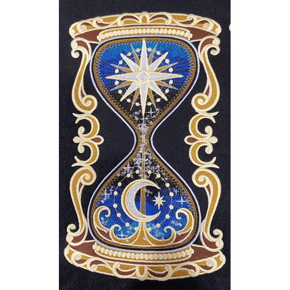 Custom Day Night Hourglass Embroidery Iron On/Sew Patch (6.8" x 11.75")