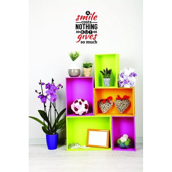 Custom Decals A Smile Costs Nothing But Gives So Much Wall Art Size: 14 X 28 Inches Color: Black