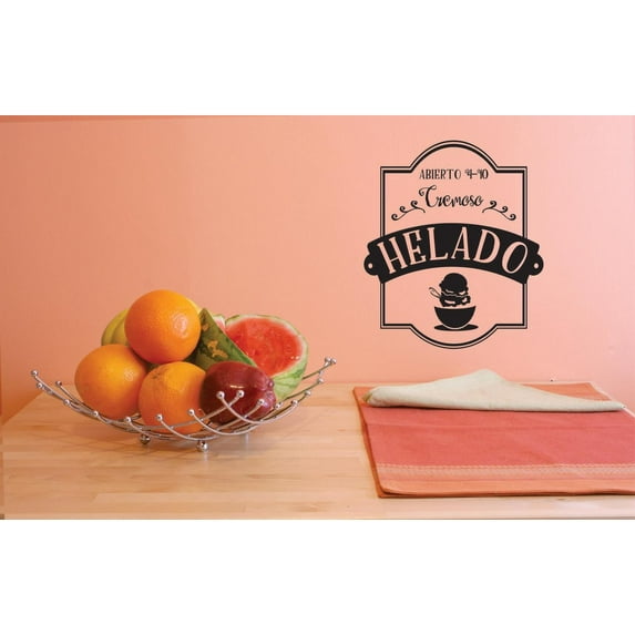 Custom Decals Abierto 4-10 Cremoso Helado Wall Art Size: 20 Inches x 30 Inches Color: Black