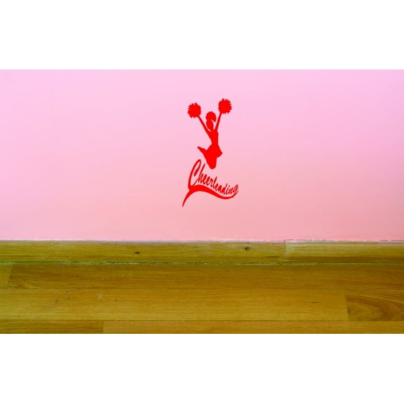 Custom Decals Cheerleader Jumping Pom Poms Sports Girl Team Teen 20x40 Inches