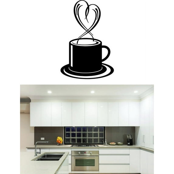 Custom Decals Coffee Cup Mug Love Hekitchen Design 12x18"