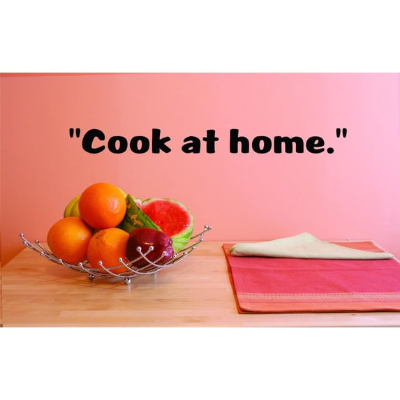 Custom Decals Cook At Home. Wall Art Size: 6 X 20 Inches Color: Black