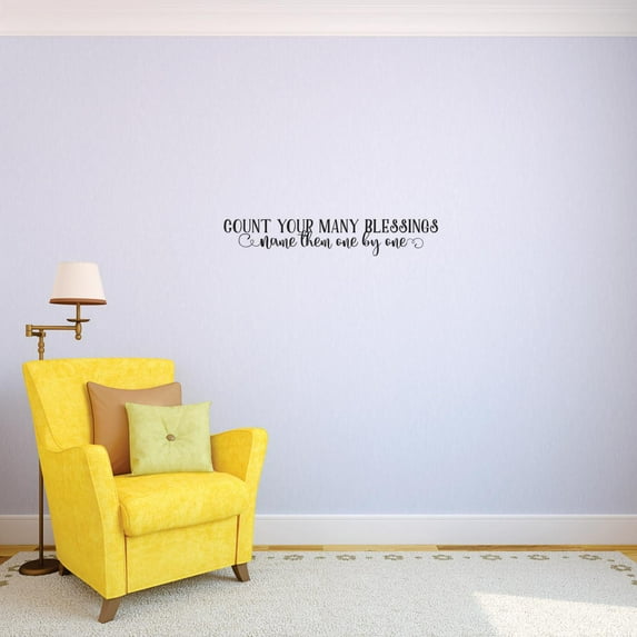 Custom Decals Count Your Many Blessings Name Them One By One Wall Art Size: 8 Inches x 20 Inches Color: Black