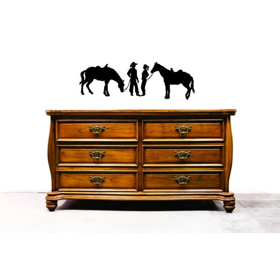 Custom Decals Cowboy Girl And Boy 14x28 Inches