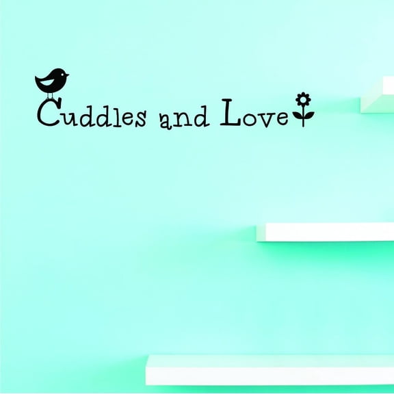 Custom Decals Cuddle And Love Wall Art Size: 16 X 40 Inches Color: Black