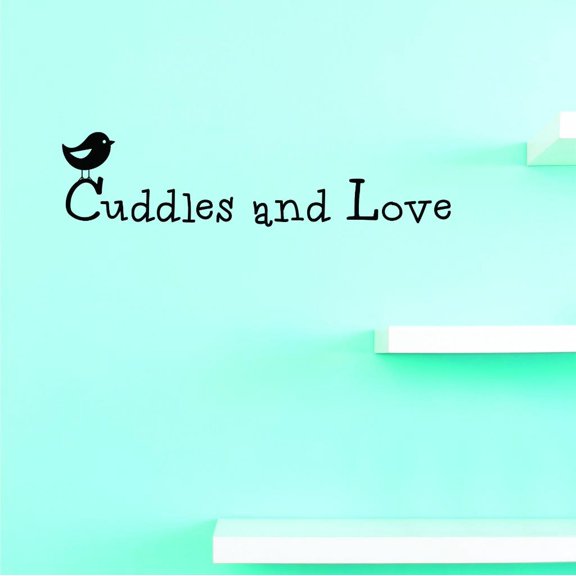 Custom Decals Cuddles And Love Wall Art Size: 12 X 30 Inches Color: Black
