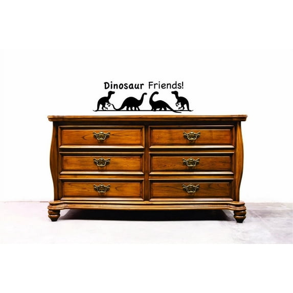 Custom Decals Dinosaur Friends Wall Art Size: 8 X 20 Inches Color: Black