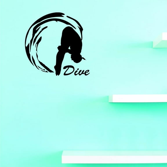 Custom Decals Dive Wall Art Size: 20 X 20 Inches Color: Black