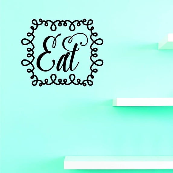 Custom Decals Eat Wall Art Size: 12 X 12 Inches Color: Black