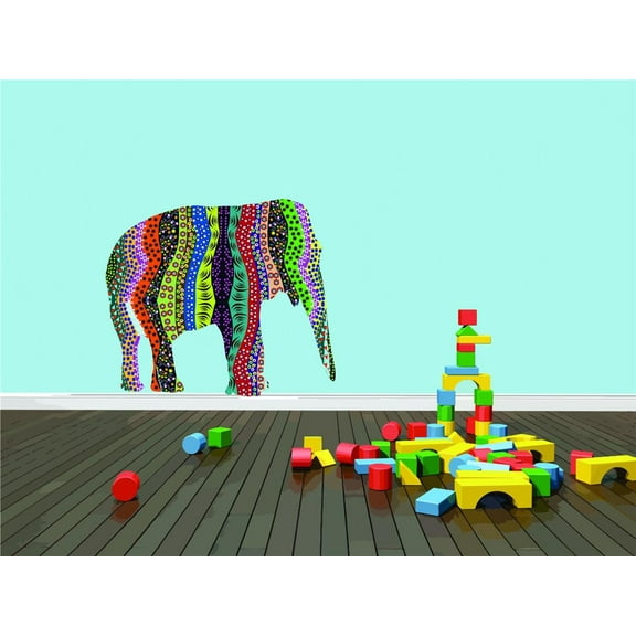 Custom Decals Elephant, Colorful 16x22 Inches