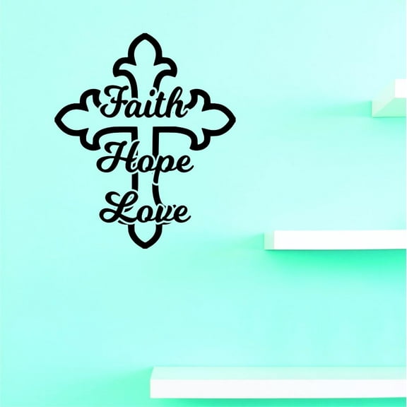 Custom Decals Faith Hope Love Wall Art Size: 20 X 30 Inches Color: Black