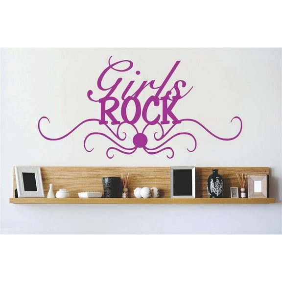 Design with Vinyl Custom Girls Rock Quote Home Wall Decals & Stickers