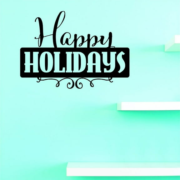 Custom Decals Happy Holidays Wall Art Size: 12 X 18 Inches Color: Black