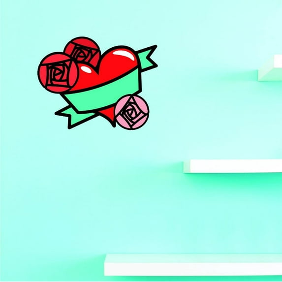 Custom Decals Heart And Flowers Wall Art Size: 16 X 16 Inches Color: Multi