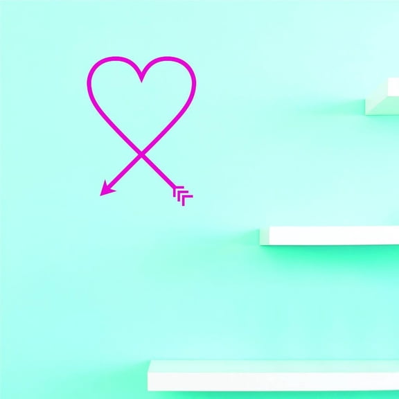 Custom Decals Heart Arrow Wall Art Size: 10 X 20 Inches Color: Pink