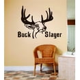thumbnail image 1 of Custom Decals Hunting Buck Slayer Letters With Deer / Buck Head Image Animal Hunting Hunter Man Gun 12 X 24", 1 of 1