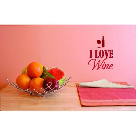 Custom Decals I Love Wine Wall Art Size: 20 X 40 Inches Color: Multi