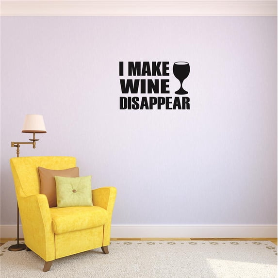 Custom Decals I Make Wine Disappear Wall Art Size: 16 X 24 Inches Color: Black