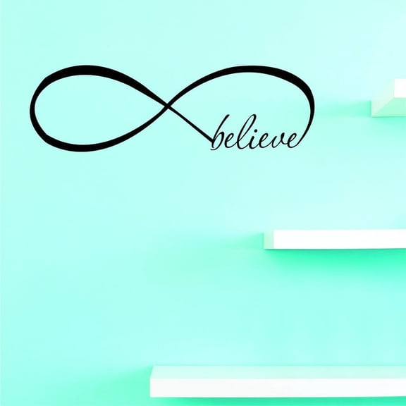 Custom Decals Infinity Believe Wall Art Size: 16 X 40 Inches Color: Black