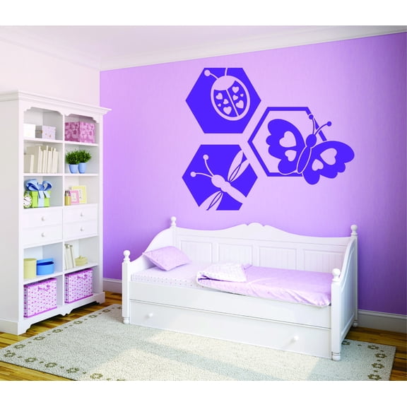 Custom Decals Ladybug Butterfly Dragonfly Design Baby Girl Teen Design 20x30 Inches