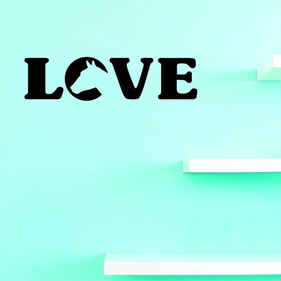 Custom Decals Love Horses Wall Art Size: 8 X 30 Inches Color: Black